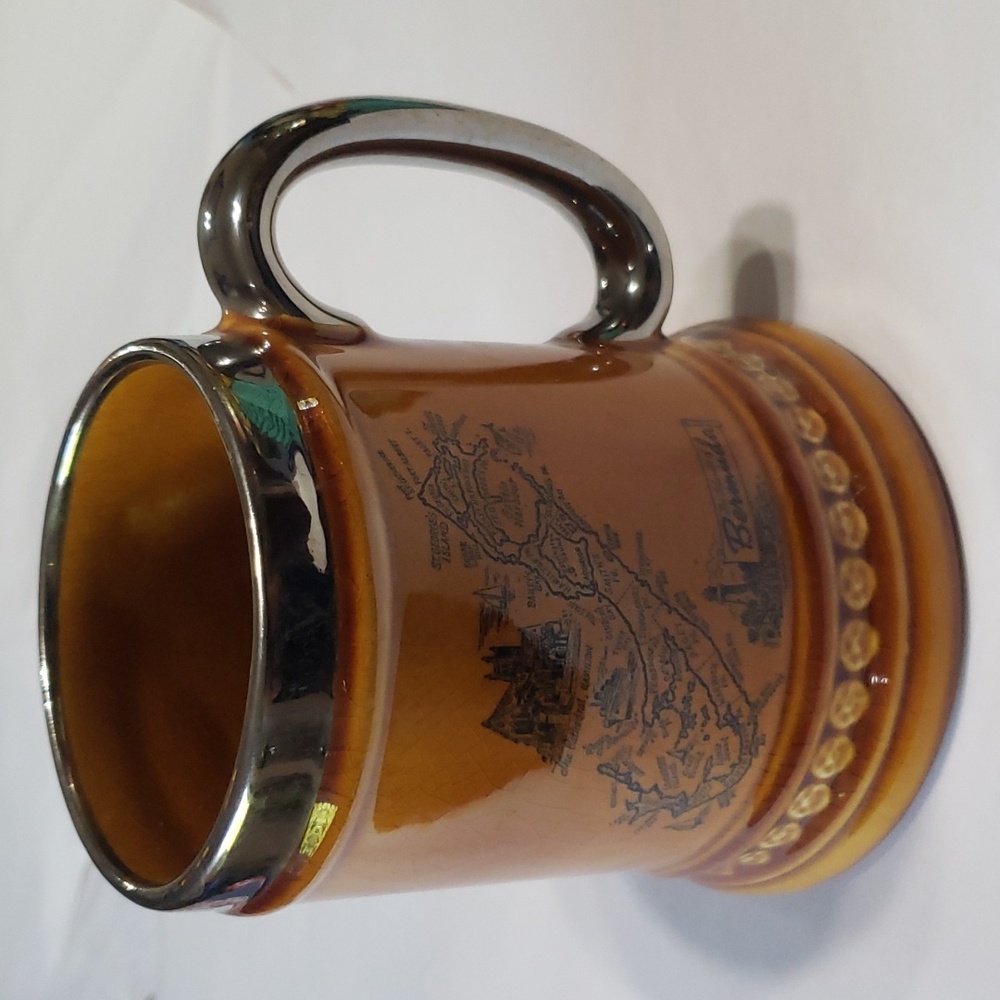 VTG  Lord Nelson Ware. Pottery Beer Stein Coffee Mug Silver Trim Bermuda
